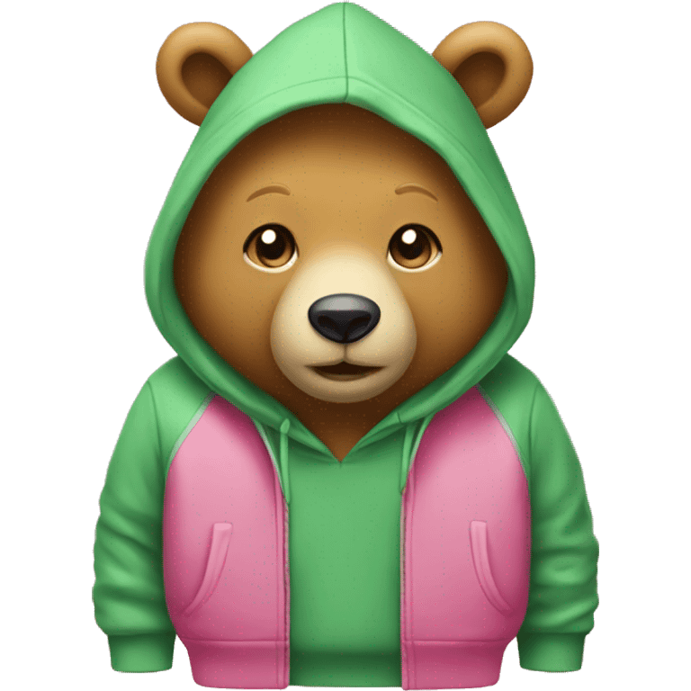 honey bear with hoodie green and pink  emoji