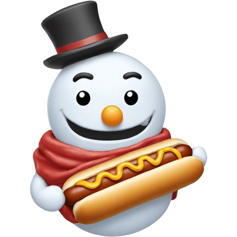 Snowman eating a hotdog emoji