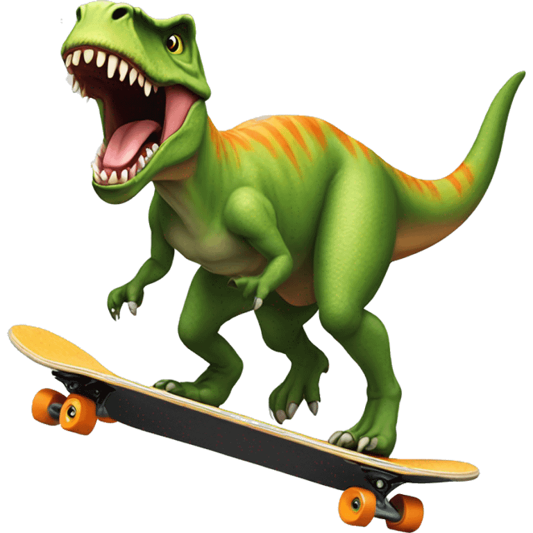 A t-rex on a skateboard emoji