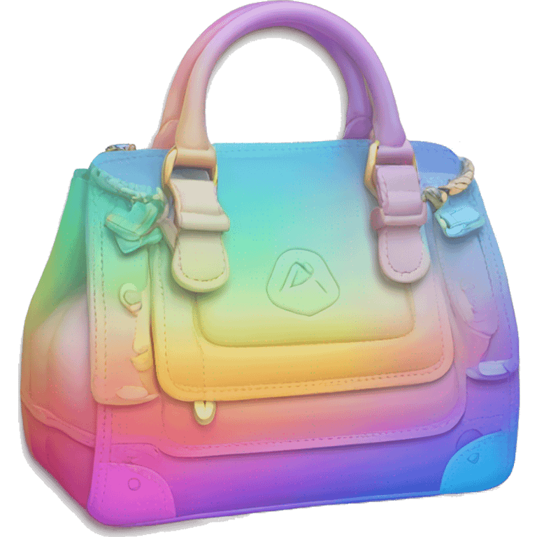 Luxury purse with logos in pastel rainbow color gradients  emoji