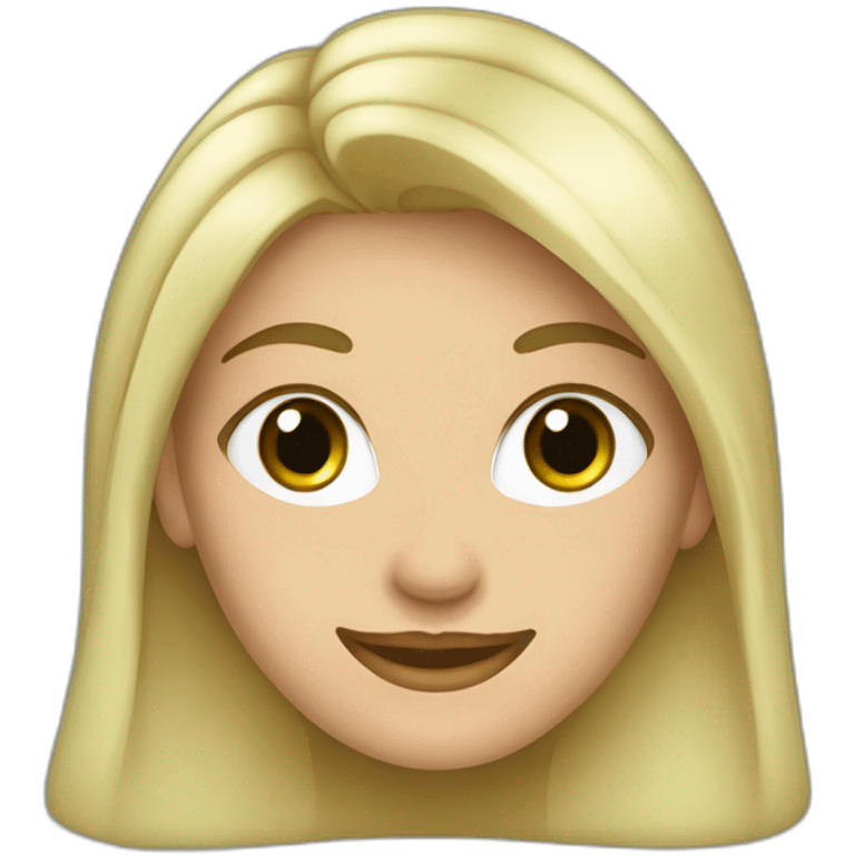 Mujer ,Pelo rubio ceniza media melena, ojos verdes grande, pestañas con rímel, sonrisa, cara alargadas emoji