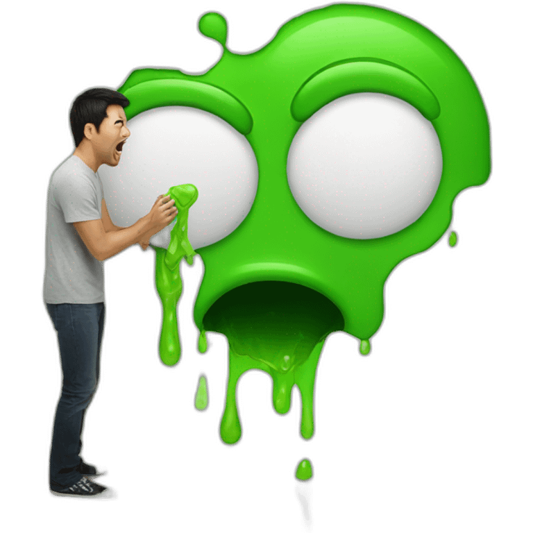 Guy spits on wall green goo emoji