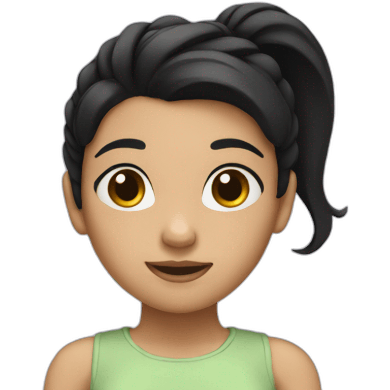 girl with black hair pony tale emoji