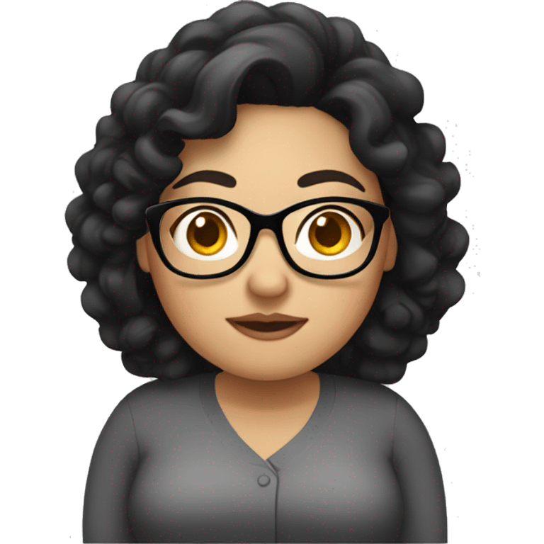 Southeast Asian woman, overweight, wearing glasses, with black curly hair emoji