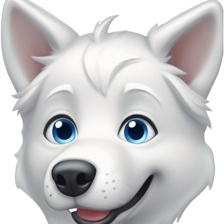 Happy white husky  blue eyes emoji