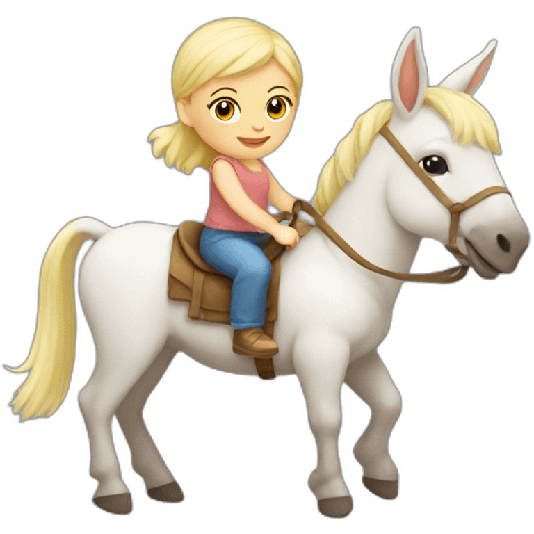 White blonde Baby riding a donkey emoji