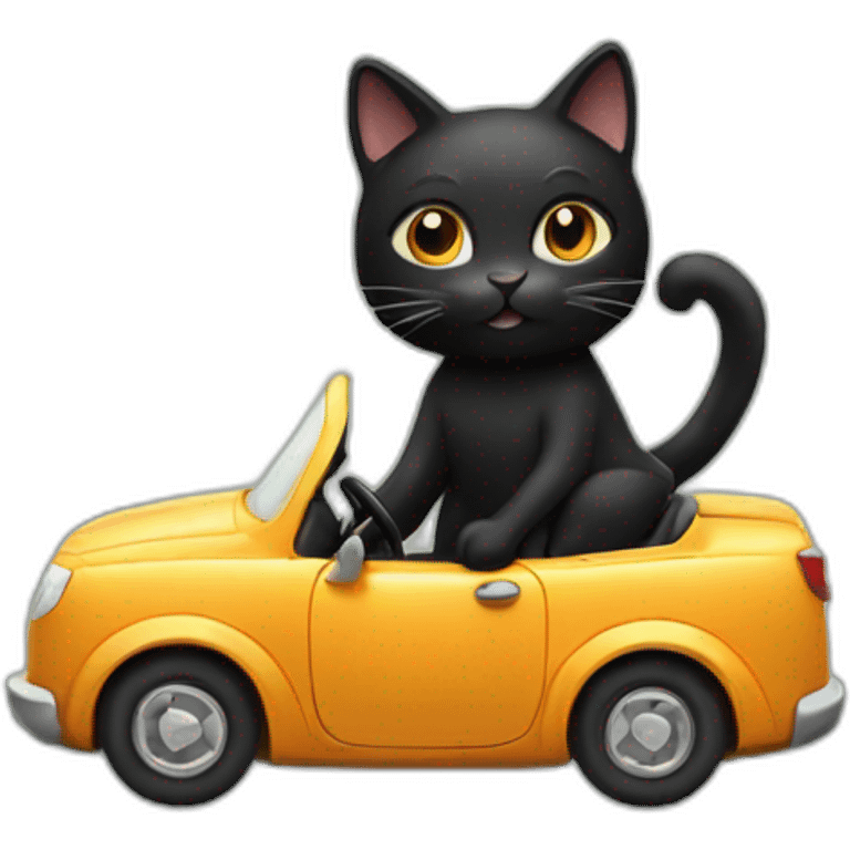 black cat riding car emoji