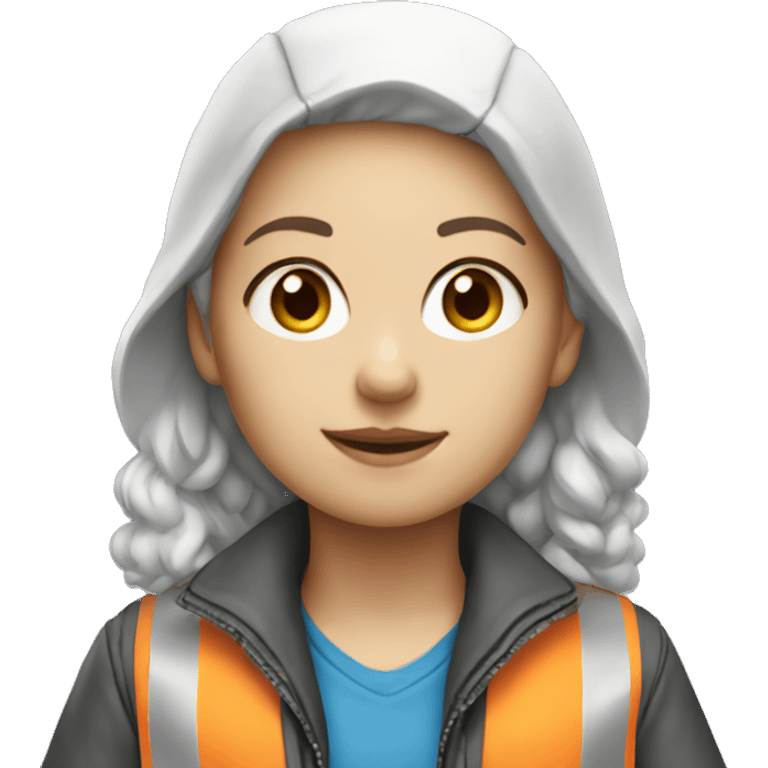 Engineer girl blue jacket white skin emoji