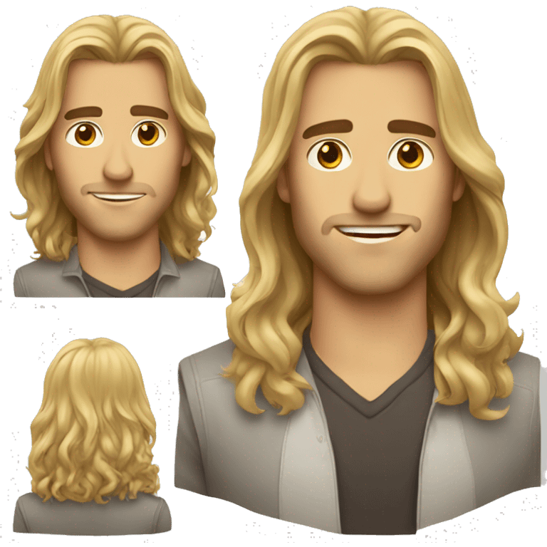 man handsome long hair emoji