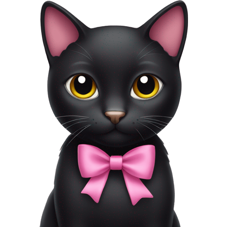 A black cat with a pink bow emoji