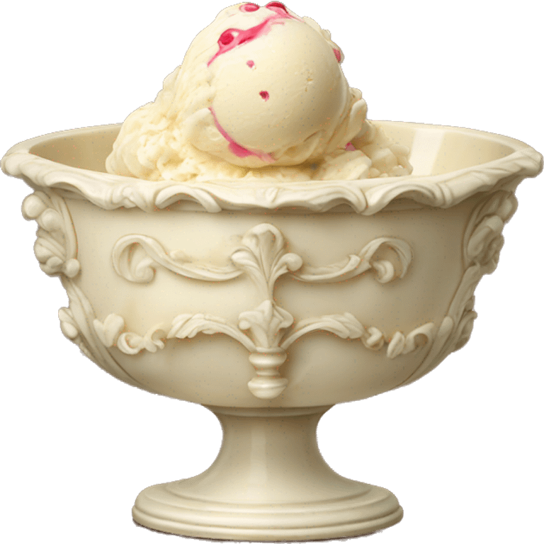 vintage ivory rococo bowl with ice cream emoji