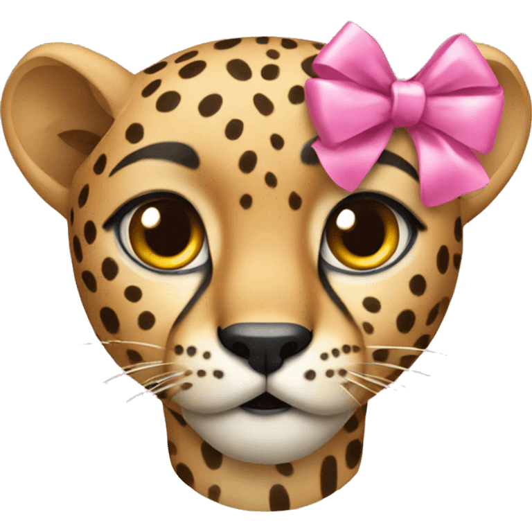 cheetah with pink bow on its head emoji