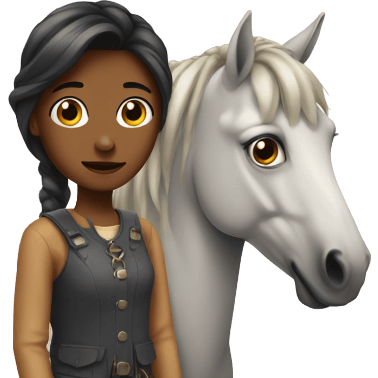 weird girl with horse next to her emoji