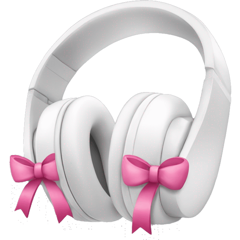 White headphones with cute pink bows in the side emoji