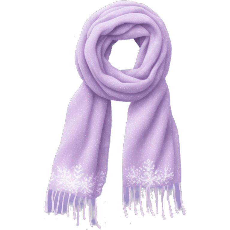 Realistic light purple winter scarf  with white snowflakes isolated. emoji