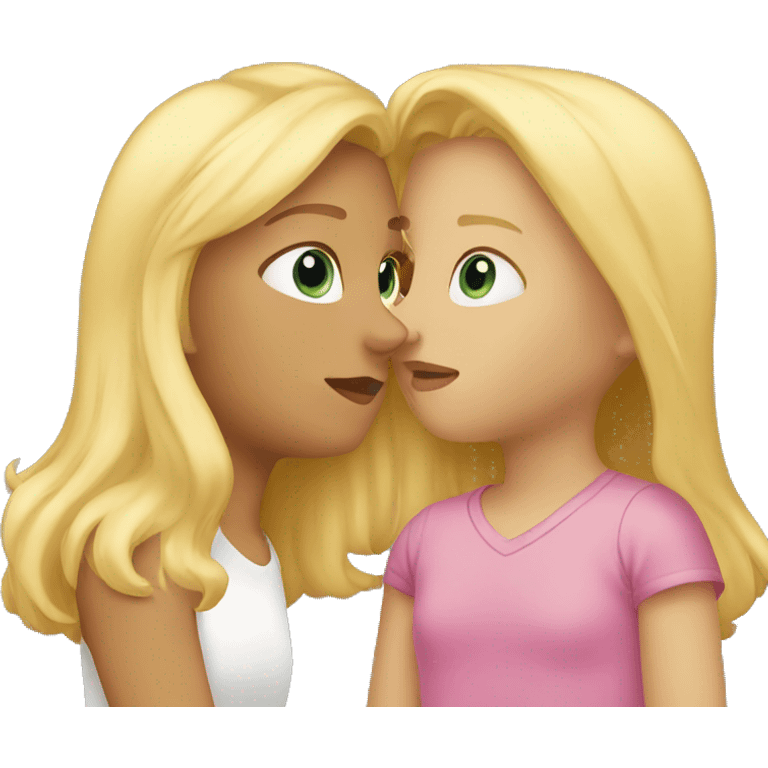 Blond girl and girl kissing emoji