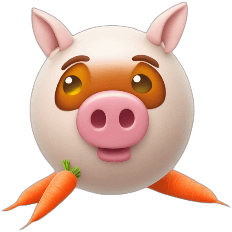 3d sphere with a cartoon large carrots Pig skin texture with highfalutin eyes emoji