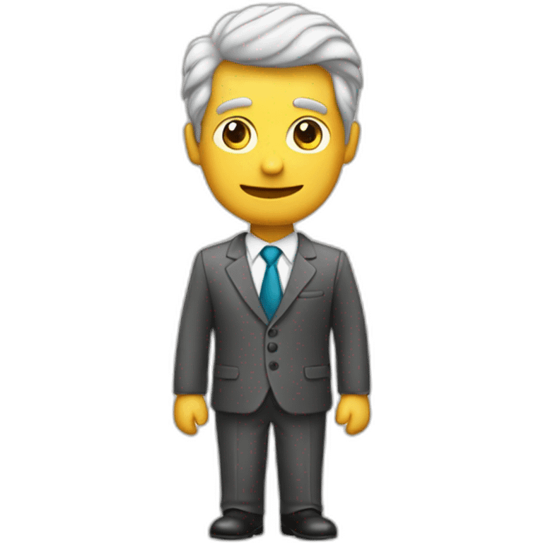 Hombre con traje y corbata, haciendo una llamada emoji