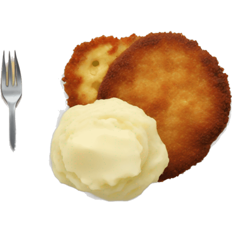 Cutlet with mashed potatoes on a plate emoji