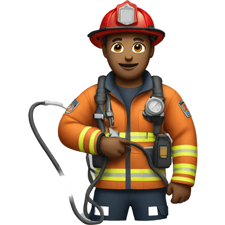 Firefighter holding a usb cable emoji