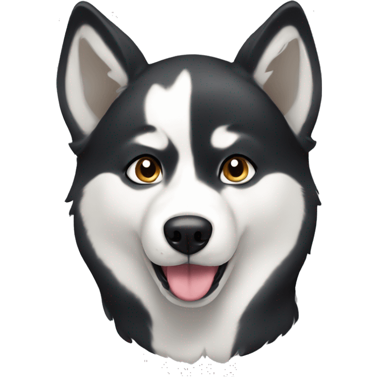 Black and white short hair husky big ears emoji