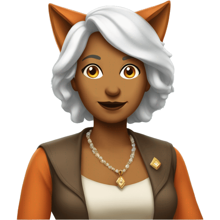 Matured woman cosplaying Fox  emoji