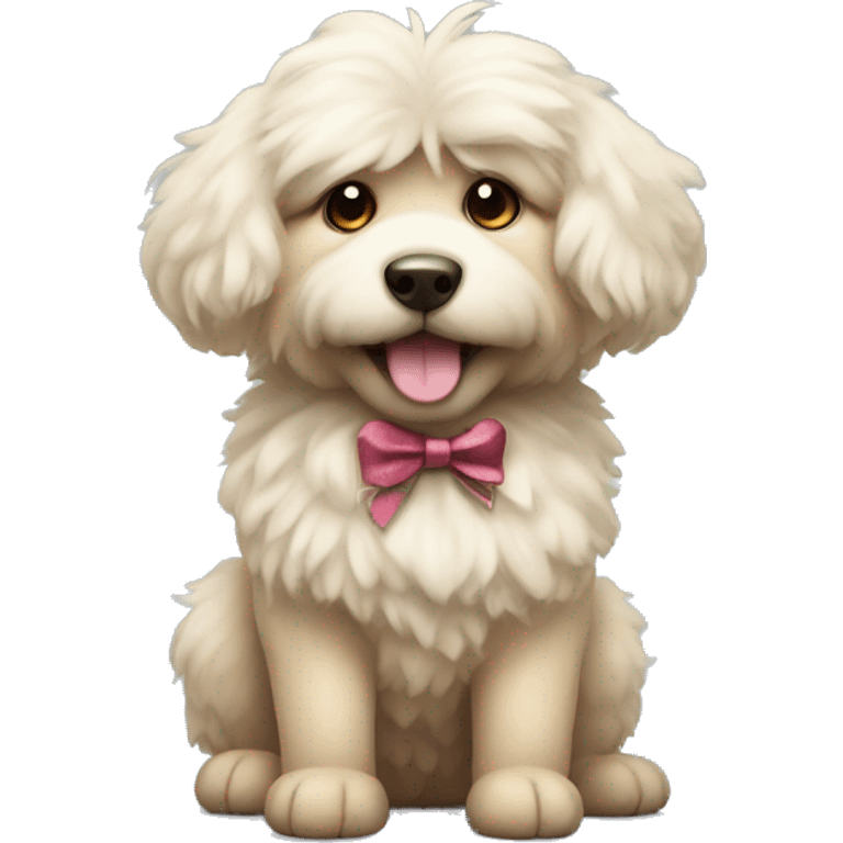 Fluffy dog with bow emoji