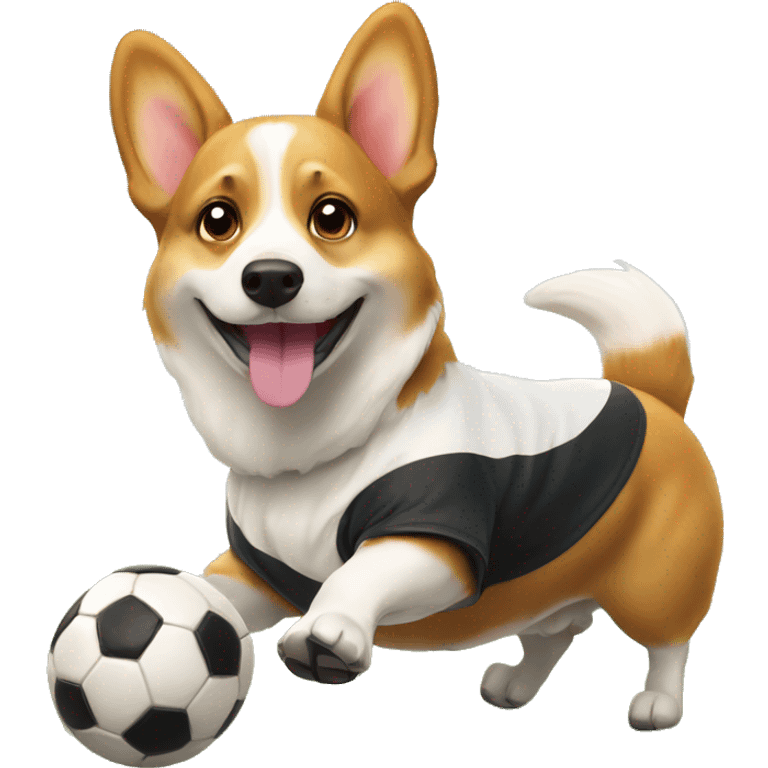 Corgi playng soccer emoji