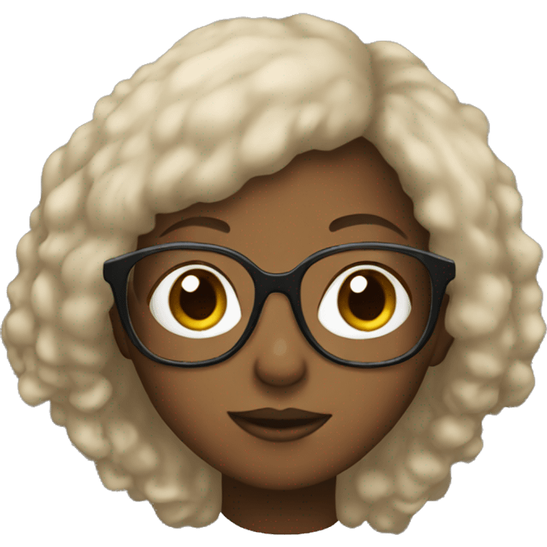 Black girl with glasses and a brown wig emoji