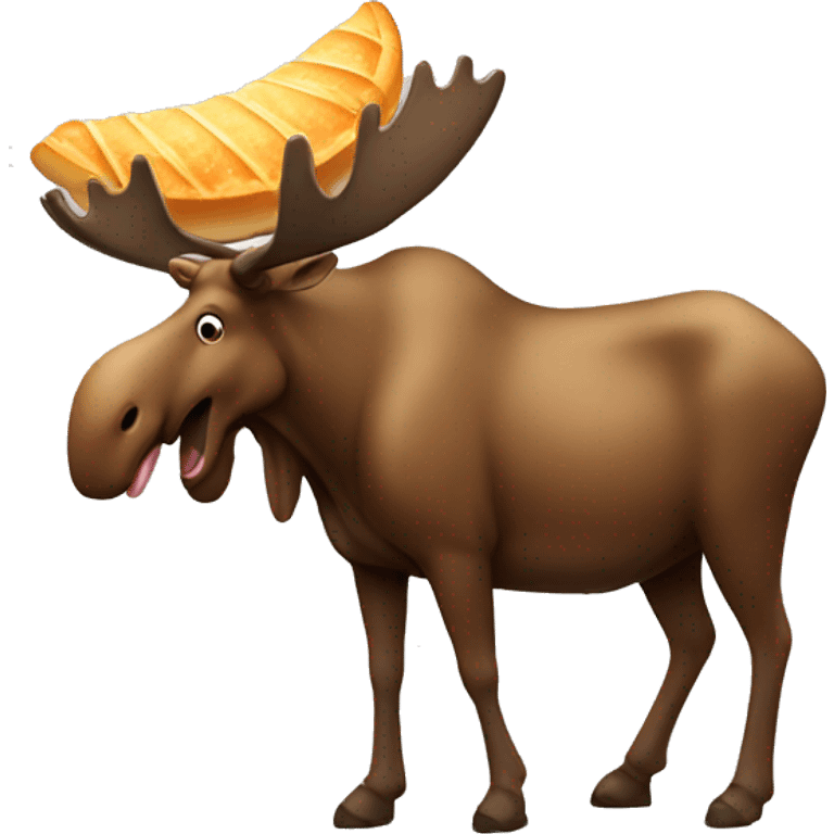 Moose eating big croissant  emoji