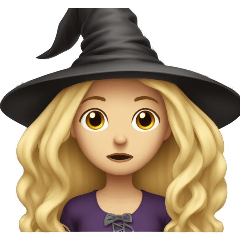 witch hat blonde long hair very sad expression emoji