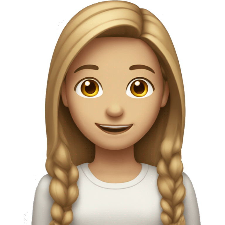 smiling girl with long hair hazel eyes light brown highlighted hair emoji