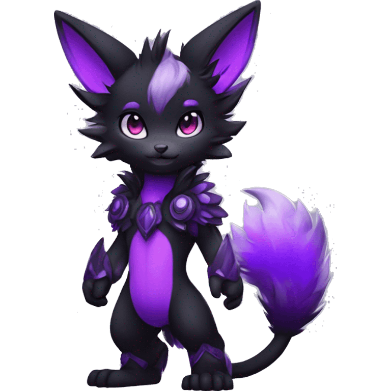 Anthro-Edgy-Cool-Black-Purple-Contrast-Colors-Fantasy-Fur-Sona-Chibi-Shiny-Fakémon-Hybrid full body emoji