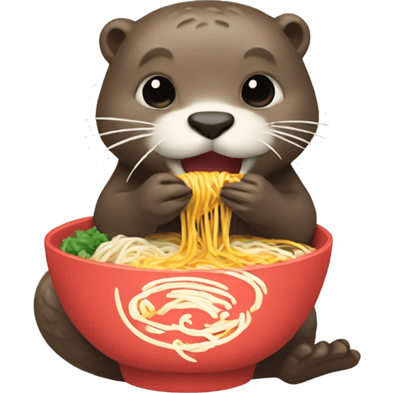 Otter eating Ramen emoji