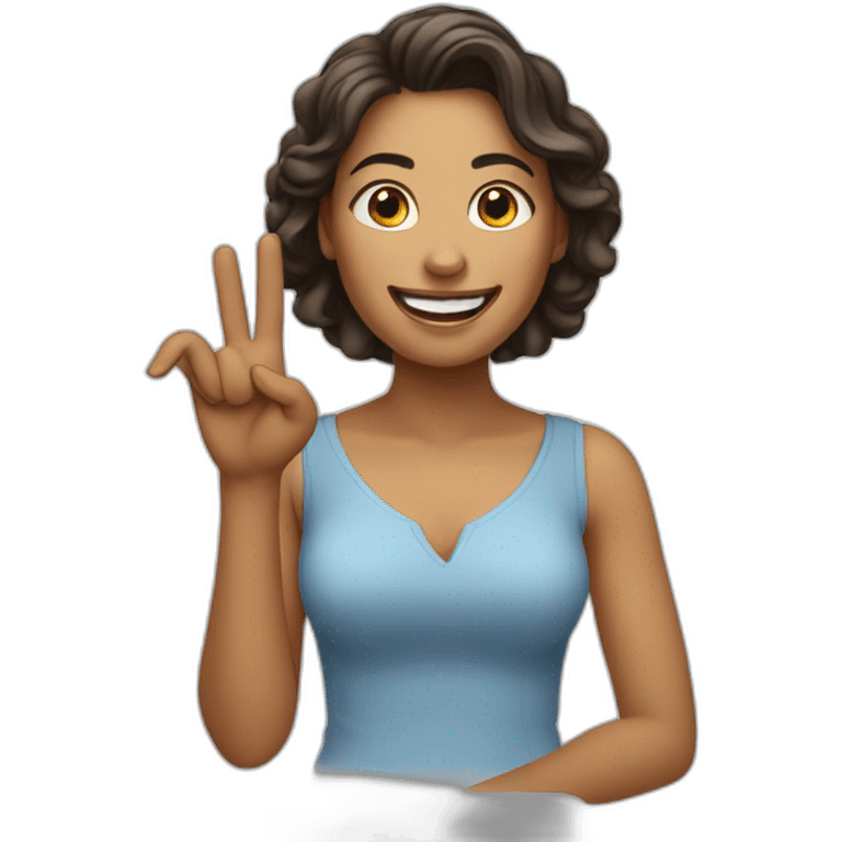 A woman making a finger, and just smilling. emoji