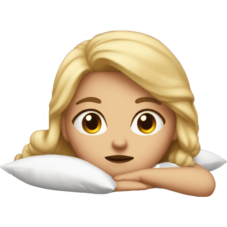 blonde girl laying in bed sad emoji