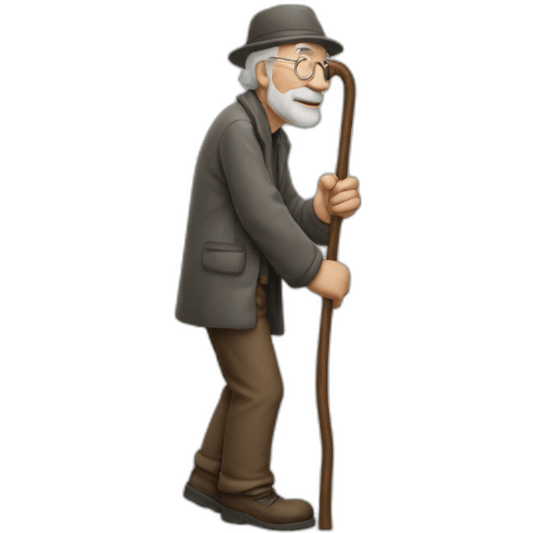 Old man leaning on a walking cane crancky b emoji