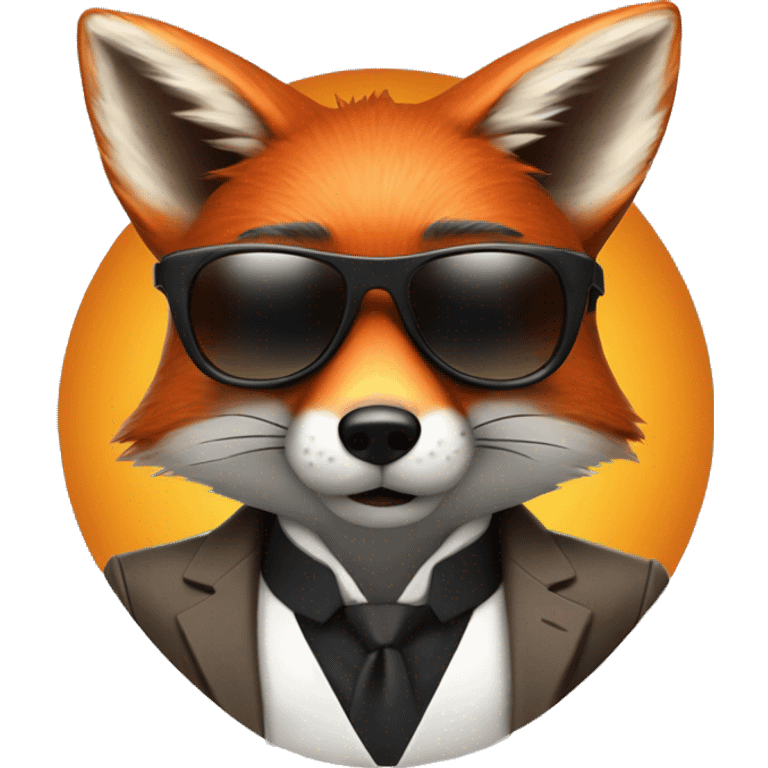 fox in smoking costume wearing sunglasses, secret agent vibes emoji