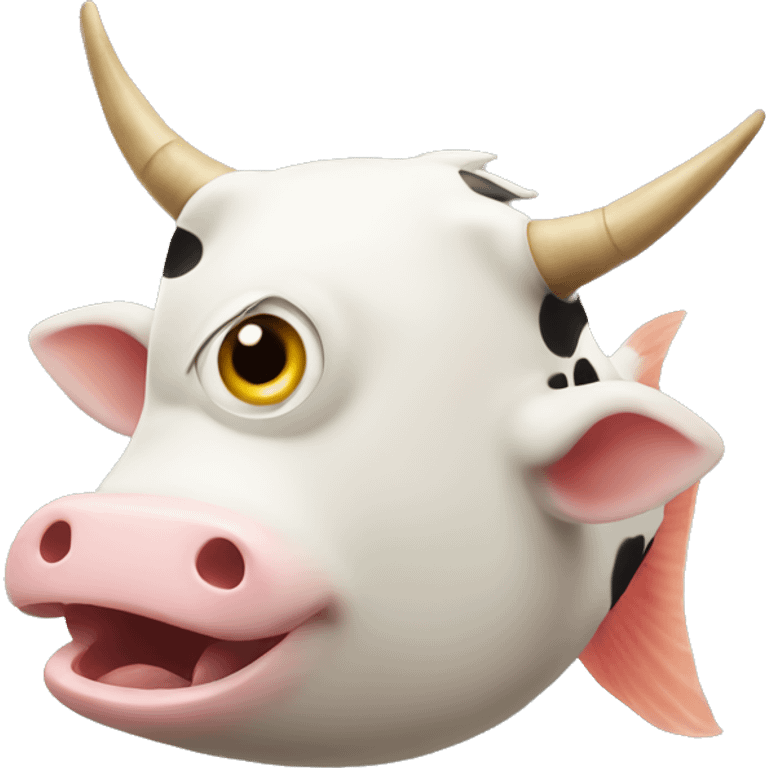 A fish with the head of a cow emoji