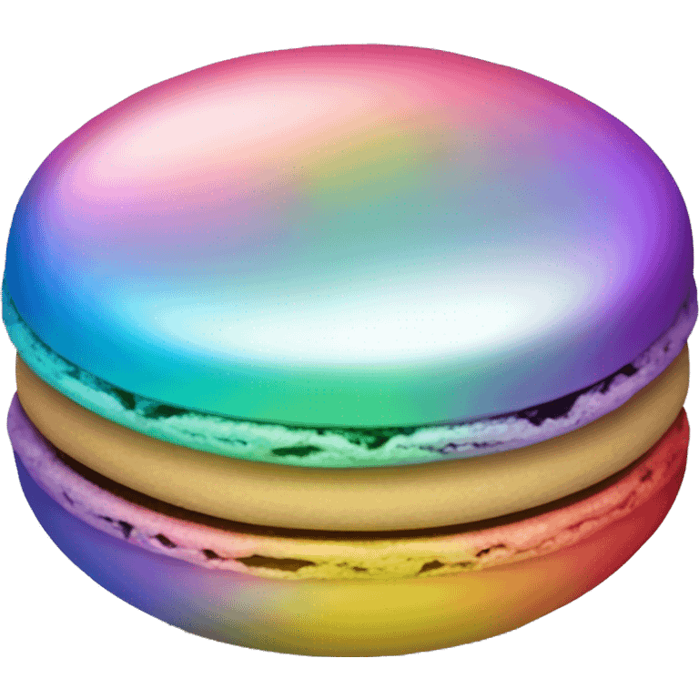 Realistic metallic silver macaroon with gradient colorful filling  emoji