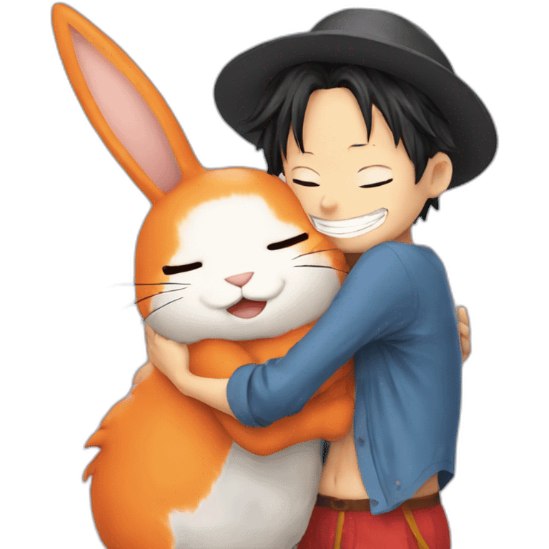 Luffy hug Carrot Bunny emoji