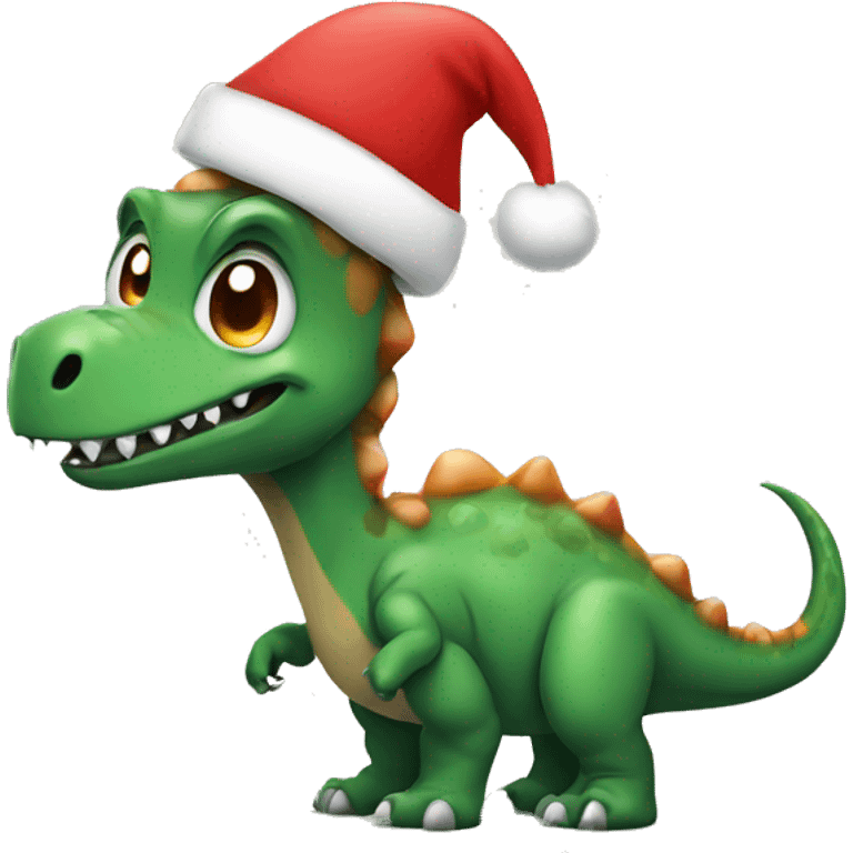 dinosaur with a santa hat  emoji