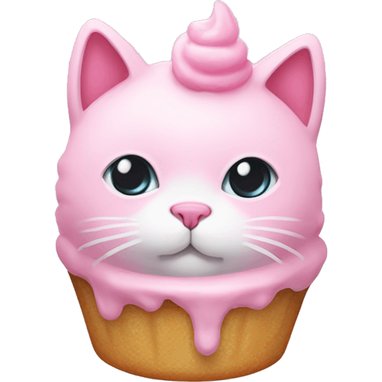 pink cat with white dollop of frosting on its head emoji