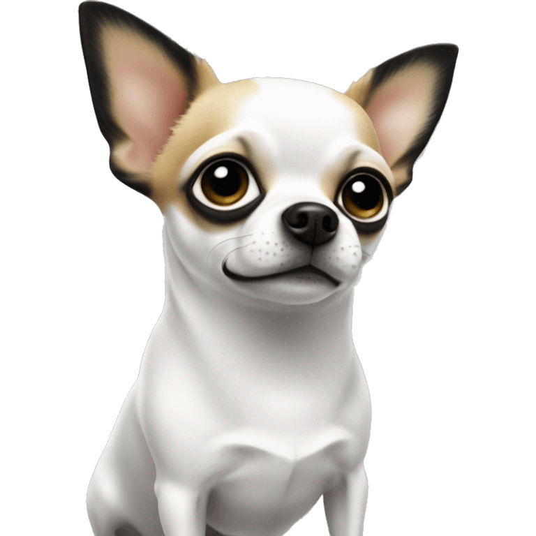 Chihuahua weiß mit schwarzem fleck am auge, in decke eingerollt emoji