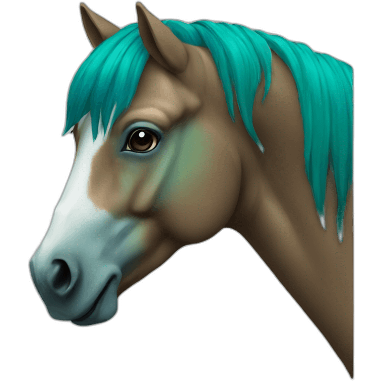 HOrse bleue And green emoji