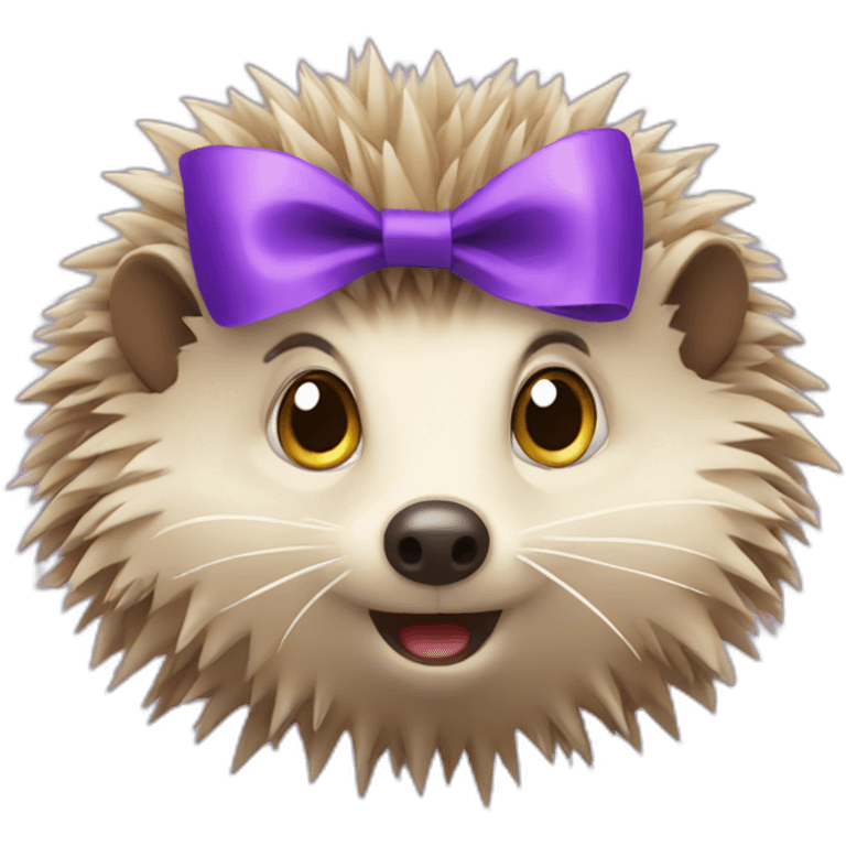 Surprised hedgehog with a purple bow emoji