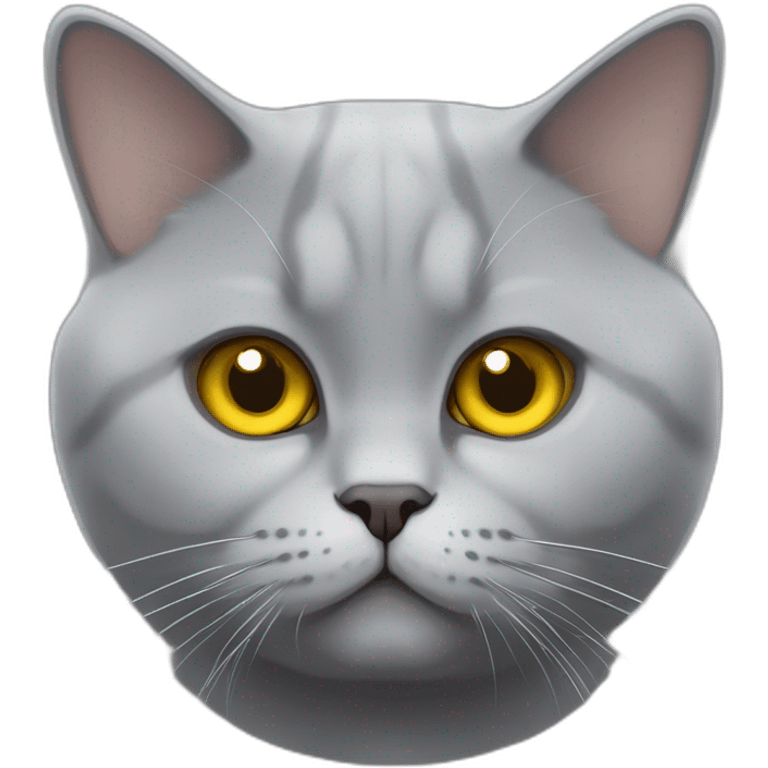 A british shorthair cat in schildpatt with white bless and with yellow eyes emoji