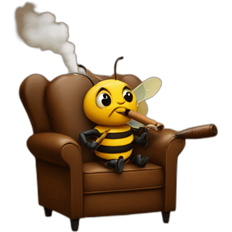 Bee smoking a cigar on a leather chair emoji