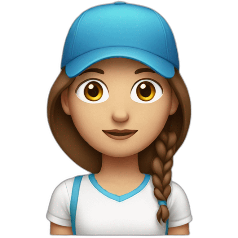 girl with brown hair with reverse cap and a band in the face emoji