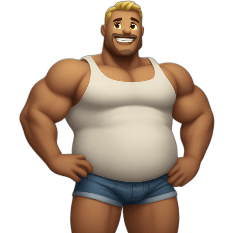 A muscular man with a big belly emoji